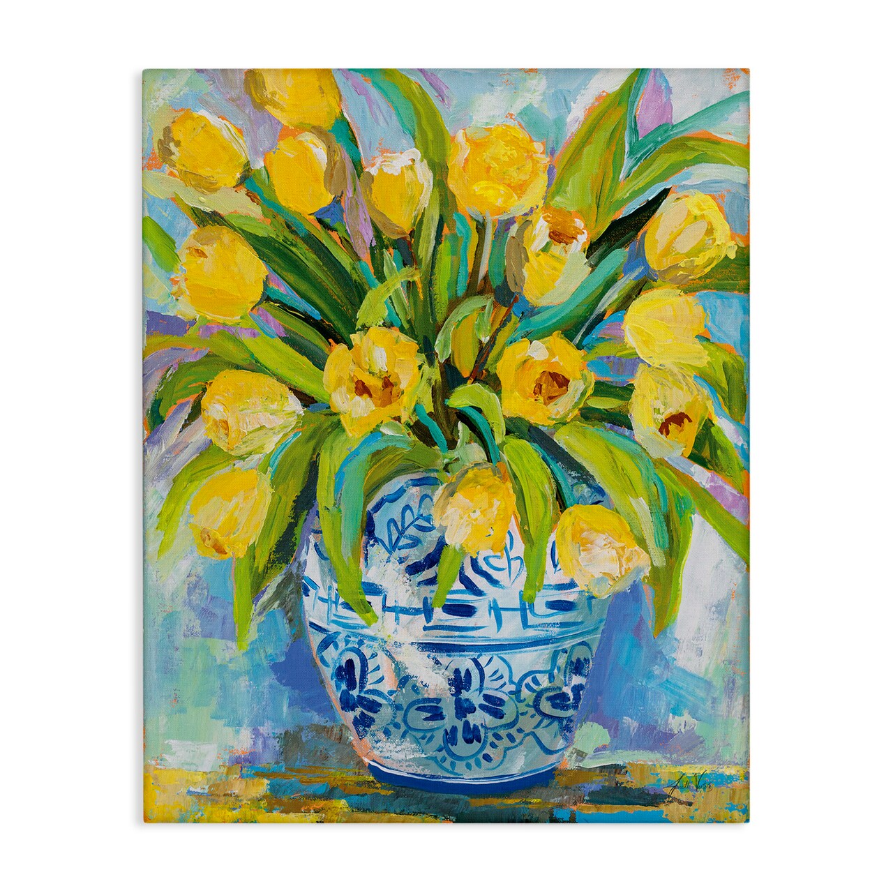 Stupell Industries Expressive Yellow Tulips in Vase Canvas Wall Art